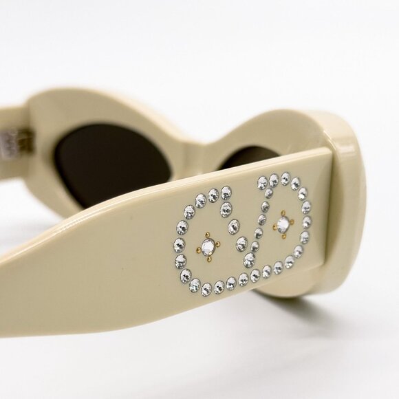 NEW VALENTINO SUNGLASSES VLS-178E IVORY/BLUE OVAL WOMEN EYEWEAR main image 2